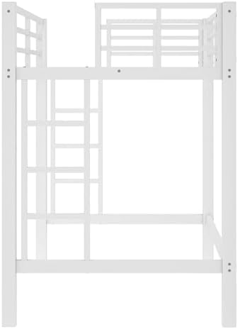 Bellemave Twin Size Loft Bed Frame with 2 Ladder, Sturdy Metal Construction & High Guardrail, Space-Saving Twin Loft Bed for Kids, No Box Spring Needed, Safe for Kids, Adults, Teens, Dorms, White