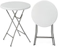 VINGLI 32" Plastic Folding Round Table Bar Height, HDPE Matrial with Gray Metal Finish, High Top Table for Outdoor Party, Cafes, Restaurants, Backyard, Dining Room, Wedding Event,1 Pack, White