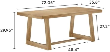 Plank+Beam Classic 72 Inch Dining Table, Rectangular, Blonde Wirebrush