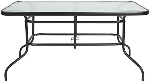 Flash Furniture 31.5x55 in Tempered Glass Table, with Umbrella Hole