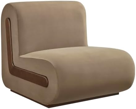 Modway Denby Performance Velvet Accent Chair with Wood Inlay in Taupe
