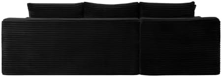 106-Inch Oversized U-Shaped Left Facing Corner Compressed Sofa Modular Boneless Cloud Sectional Sofa Floor Foam Couch W/Chaise & Ottoman, Corduroy Corner Boneless Cloud Couch
