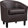 Yaheetech Accent Chairs, Faux Leather Barrel Armchairs Espresso
