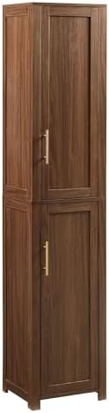 Crosley Furniture Savannah Linen Storage Cabinet, Laundry Room, Bathroom Organizer with Shelves, Walnut