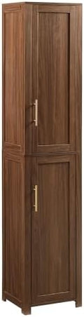 Crosley Furniture Savannah Linen Storage Cabinet, Laundry Room, Bathroom Organizer with Shelves, Walnut