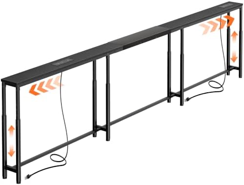 Huuger Narrow Console Table with Power Outlets & USB-C, Black