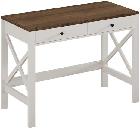 ChooChoo 39.4 Inches Farmhouse Computer Desk with 2 Drawers