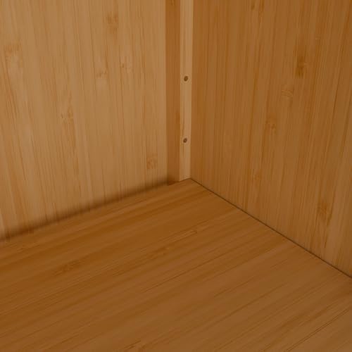 41" Tall Bamboo Storage Cabinet, Slim Freestanding Floor Organizer with Single Door & Open Shelf, Narrow Linen Tower for Bathroom, Bedroom, Kitchen, Laundry Room, Pantry, Small Space Storage Solution