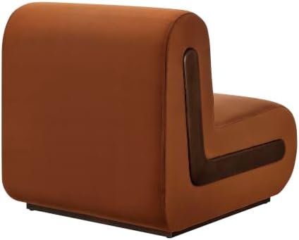 Modway Denby Performance Velvet Accent Chair with Wood Inlay in Rust