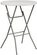 Flash Furniture 2.63 ft Plastic Round Folding Bar Table, Granite White