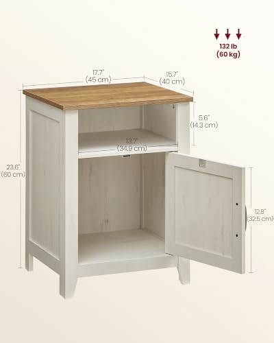 VASAGLE Farmhouse Nightstand with Barn Door, Bedside Table for Bedroom