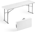 Byliable Folding Table 6FT Narrow Portable Plastic Heavy Duty Table, White