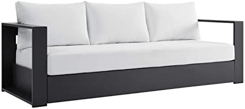 Modway Tahoe Aluminum Outdoor Patio Sofa in Gray White
