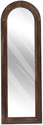 ZHUNFA Arched Full Length Mirror with Solid Wood Frame, 65x22, Brown