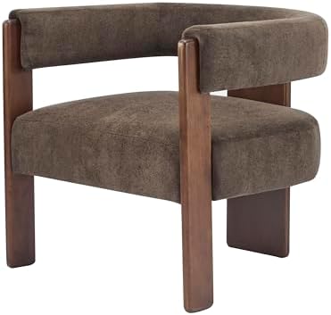 Christopher Knight Home Nettie Modern Accent Chair for Living Room, Velvet Fabric Single Lounge Sofa Chair with Wooden Frame, Comfy Reading Chair for Bedroom, Lounge Armchair with Cushion, Dark Brown