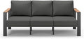 Aluminum Outdoor Patio Furniture 3 Seats, All-Weather Outdoor Patio Sofa with Washable Thick Cushion, Morden Patio Couch for Porch, Balcony, Deck, Yard, Graphite