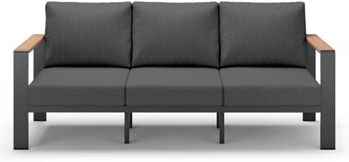 Aluminum Outdoor Patio Furniture 3 Seats, All-Weather Outdoor Patio Sofa with Washable Thick Cushion, Morden Patio Couch for Porch, Balcony, Deck, Yard, Graphite