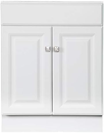 Design House Wyndham Bath Vanity Without Top, 2 Cabinet Doors, for 25-in. x 19-in. Vanity Top, Flush to Floor, Easy Assembly, for Bathroom, White, 18.0 in. L x 24.0 in. W x 31.5 in. H, 597120 | , Freestanding, Traditional, Wood, Bath, 597120