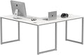 SHW Mission 55 x 60 L-Shape Home Office Computer Desk, White