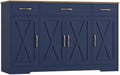 HOSTACK Kitchen Buffet Sideboard Storage Cabinet, Coffee Bar Cabinet, Blue