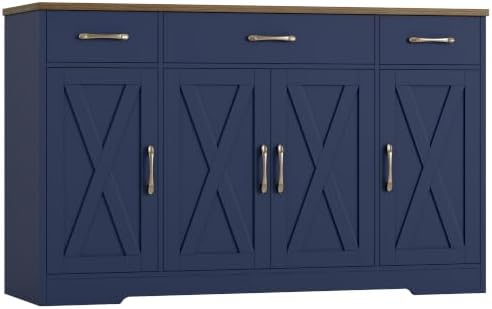 HOSTACK Kitchen Buffet Sideboard Storage Cabinet, Coffee Bar Cabinet, Blue