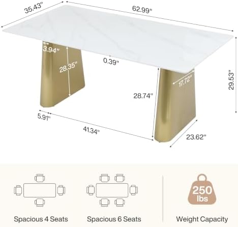 Tribesigns 63" Sintered Stone Executive Desk, Modern Office Writing Desk