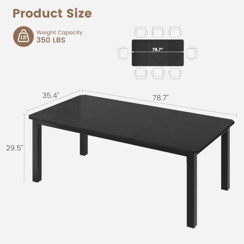Garvee 78.7" Dining Table for 8-10 People for Dining Room,Black(Only Table)