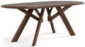 Furniture of America Nazaen VI 82.5" Mid-Century Modern Solid Wood Live Edge Dining Table with Steel Support, Walnut Finish, Seats 6–8