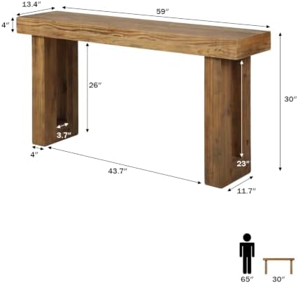 HOKYHOKY Reclaimed Solid Wood Console Table, 59" Long Entryway Table