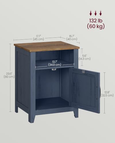 VASAGLE Farmhouse Nightstand, Set of 2, Barn Door, with Storage