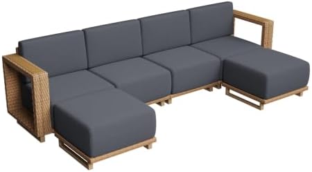 Aoxun Patio Furniture Set, 6 Piece Outdoor Sofa Set, Yellow/Dark Gray