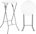 Byliable 24in Round Folding Cocktail Table, Plastic Bar Height Table, White