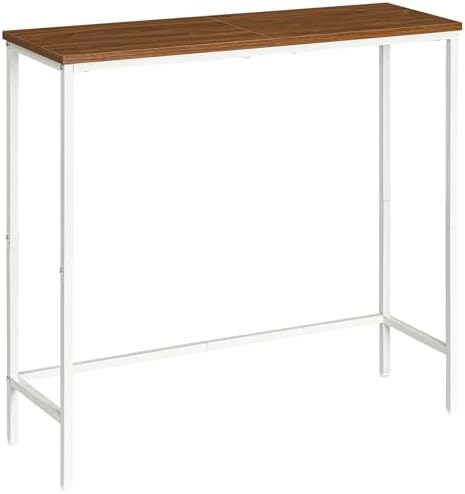 HOOBRO Narrow Console Table, 29.5" Small Entryway Table, Thin Sofa Table, Side Table, Display Table, for Hallway, Bedroom, Living Room, Foyer, White and Walnut WH75XG01
