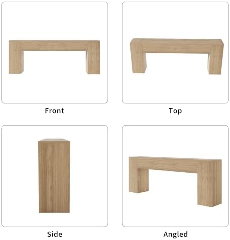 Epecoya 86-Inch Console Table for Living Room, Light Oak Brown