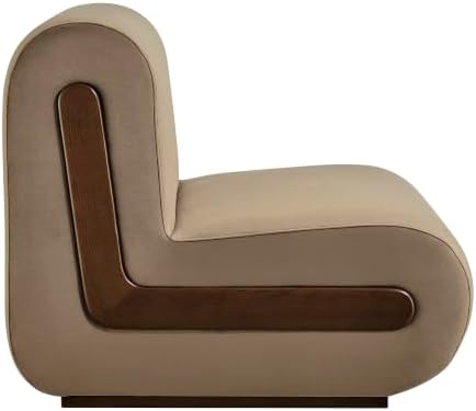 Modway Denby Performance Velvet Accent Chair with Wood Inlay in Taupe