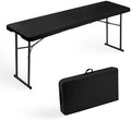 Byliable Folding Table 6FT Narrow Portable Plastic Heavy Duty Table, Black