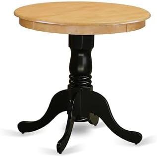 East West Furniture EMT-OBK-TP Eden Dining Table - a Round Wooden Table Top with Pedestal Base, 30x30 Inch, Oak & Black