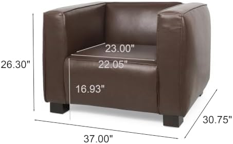 Christopher Knight Home Goyette Contemporary Faux Leather Club Chair, Dark Brown and Dark Walnut