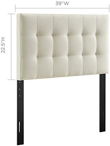 Modway Lily Tufted Linen Fabric Upholstered Twin Headboard in Ivory