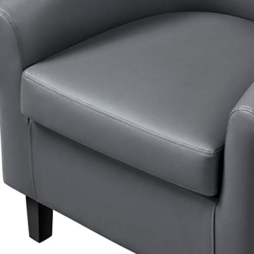 Topeakmart Faux Leather Accent Chair Set of 2, 300 lb Cap, Gray