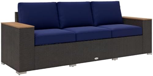 Outsunny 3-Seat Outdoor Patio Sofa 24.5" Extra Wide Deep Seats Navy Blue