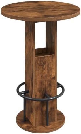 MAHANCRIS Round Bar Table, 35.6" H Bistro Pub Table with Footrest