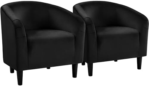 Yaheetech Compact Velvet Accent Chairs Set of 2 for Small Spaces, Black