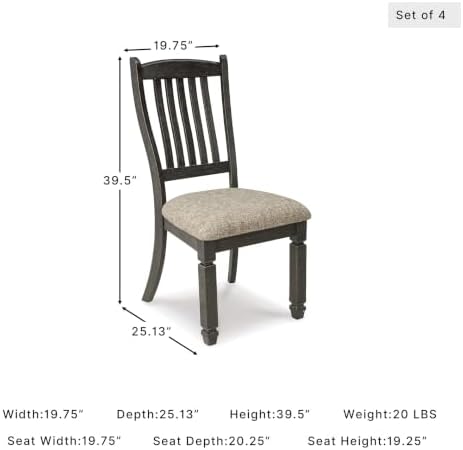 Signature Design by Ashley Ralene Transitional Faux Leather Dining Chair with Cushioned Seat, Set of 4, Medium Brown & Black