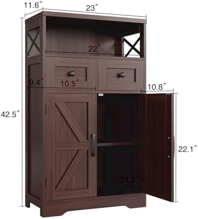 Farmhouse Storage Cabinet Set of 2, Small Kitchen Pantry Coffee Bar Cabinet