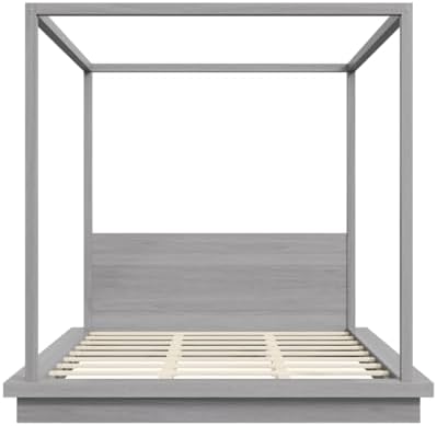King Size Canopy Bed with Headboard (Gray)