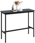 44.5" Bar Table, Pub Table with Adjustable Feet Floor Protector, Narrow Rectangular Kitchen Counter Dining Tables, Sofa High Top Tables with Sturdy Metal Legs, Black
