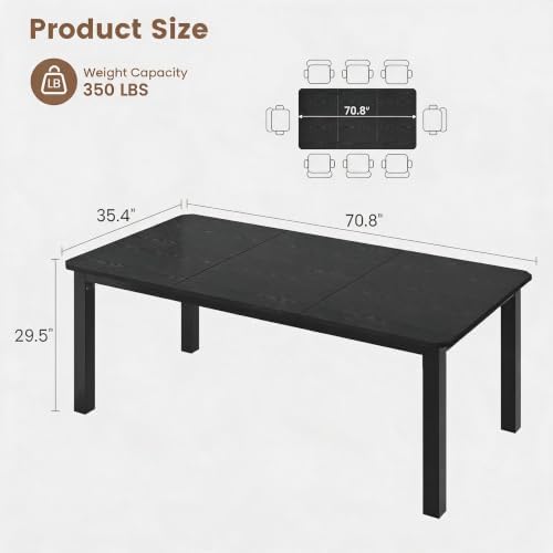 Garvee 70.8″ Dining Table for 6-8 People for Dining Room, Black(Only Table)