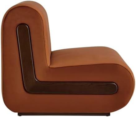 Modway Denby Performance Velvet Accent Chair with Wood Inlay in Rust