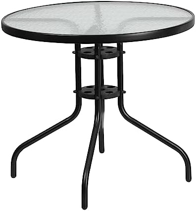 Flash Furniture 31.5 in Metal Round Table, Black